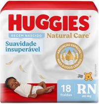 Fraldas descartaveis huggies natural care jumbo rn c/18 und