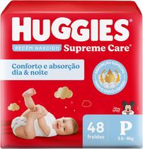 Fraldas descartaveis huggies supreme care mega p c/48 und