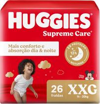 Fraldas descartaveis huggies supreme care mega xxg c/26 und