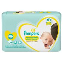 Fraldas Descartáveis Pampers Recém-Nascido Tamanho RN+ 36 Unidades