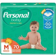 Fraldas Descartáveis Personal baby Hiper - Tamanho M - 70 Unidades