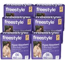 Fraldas Freestyle tamanho 2, hiperabsorventes, ultramacias, 192 quilates