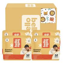 Fraldas Hello Bello, tamanho 1, Wild Cats, 128 unidades, hipoalergênicas