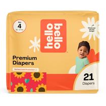 Fraldas Hello Bello, tamanho 4 (22-37 libras) Flower Child, 21 unidades de fraldas descartáveis premium para bebês, hipoalergênicas com toque macio e semelhante a um pano