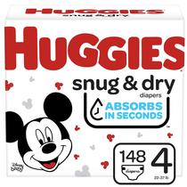 Fraldas Huggies Snug & Dry Tamanho 4 (22-37 lbs) - Pacote com 148 Unidades Fraldas Huggies Snug & Dry Tamanho 4 (22-37 lbs) - Pacote com 148 Unidades