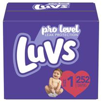 Fraldas Luvs Tamanho 1 (3,6-6,4 kg), 252 unidades, descartáveis