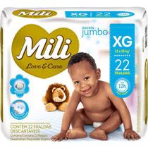 Fraldas Mili Love & Care Jumbo Xg 22Un Fraldas Mili Love & Care Jumbo Xg 22Un