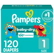Fraldas Pampers Baby Dry, tamanho 1, 120 unidades, pacote com 120