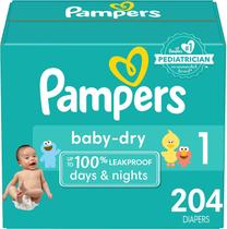 Fraldas Pampers Baby Dry, tamanho 1, 204 unidades, absorvente