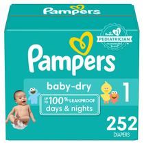 Fraldas Pampers Baby Dry, tamanho 1, suprimento para um mês (252 unidades)