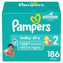Fraldas Pampers Baby Dry, tamanho 2, 186 unidades, absorvente