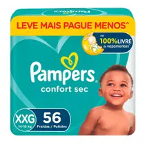 Fraldas Pampers Confort Sec XXG com 56 unidades