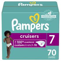 Fraldas Pampers Cruisers - Tamanho 7, Pacote com 70 Unidades, Fraldas Descartáveis para Bebês Ativos com Ajuste Personalizado