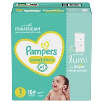 Fraldas Pampers Lumi, tamanho 1, enormes, compatíveis com 164 unidades