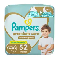 Fraldas Pampers Premium Care Tamanho XXXG (+19Kg) 52 Unidades