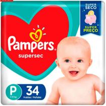 Fraldas Pampers Supersec (Jumbinho) - Tam P - 34 fraldas - ATACADO BARATO