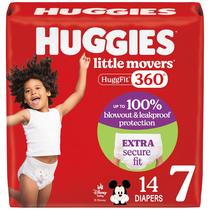 Fraldas para bebês Huggies Little Movers HuggFit 360, tamanho 7, 14 quilates