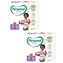 Fraldas Personal Baby Premium Pants HIPER -2 Pacotes Tamanho XXG Kit com 60 Unidades