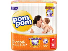 Fraldas Pom Pom Protek Proteção de Mãe - Tam. M 4 a 9kg 30 Unidades