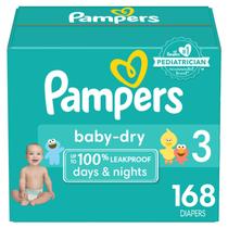 Fraldas secas para bebês Pampers, tamanho 3, 168 unidades