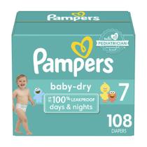 Fraldas secas para bebês Pampers, tamanho 7, 108 unidades