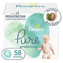 Fraldas Tamanho 4, 58 Contagem - Pampers Pure Protection Fraldas descartáveis de bebê, Proteção Hipoalergênica e SemCenida, Super Pack (Embalagem & Impressões Podem Variar)