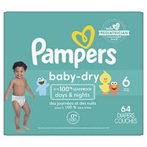Fraldas Tamanho 6, 64 Contagem - Pampers Baby Dry Descartáve Baby Fraldas, Super Pack, Embalagem & Impressões Podem Variar