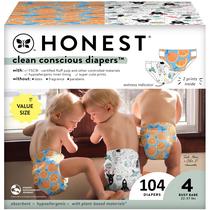 Fraldas The Honest Company Clean Conscious, tamanho 4, 22-37 libras, 104 quilates