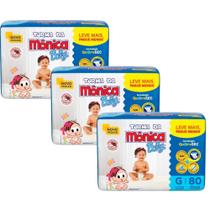 Fraldas Turma da Mônica GIGA - Kit com 3 pacotes - TAM G - 8 a 13 Kg 210 Tiras
