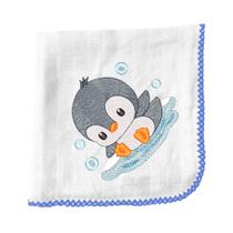 Fraldinha Avulsa De Boca Bordada Quadriculada 33x33cm Com Crochê