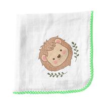 Fraldinha Avulsa De Boca Bordada Quadriculada 33x33cm Com Crochê Fraldinha Avulsa De Boca Bordada Quadriculada 33x33cm Com Crochê