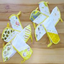 Fraldinhas de Boca Bebê Alça Porta Chupetas Kit 10 Unidades 100% Algodão