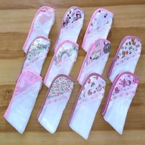 Fraldinhas de Boca Bebê Kit 11 Unidades em Tecido Fralda 100% Algodão Rosa Rose
