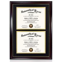 Frame Graduation Mall Double Diploma 14x20 cm em mogno com tapete Frame Graduation Mall Double Diploma 14x20 cm em mogno com tapete
