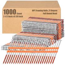 Framing Nails Therwen, 21 graus, 2,5 polegadas, 1000 unidades, galvanizado Framing Nails Therwen, 21 graus, 2,5 polegadas, 1000 unidades, galvanizado