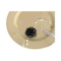 Francês romântico preto e branco gargantilha flor pérola colar feminino verão clavícula corrente