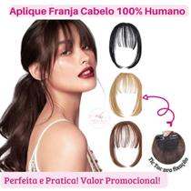 Franja Aplique Tic Tac Cabelo 100% Humano Natural Liso - mhair