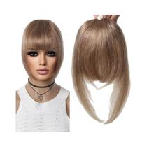 Franja Clip-in Natural Preta E Castanha 100% Cabelo Humano Estilo Francês Grosso Com Laterais Para