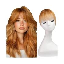 Franja Colorida Laranja De Cabelo Humano Com Clipe De 6 Polegadas Para Mulheres, Uso Em Cosplay E Franja Colorida Laranja De Cabelo Humano Com Clipe De 6 Polegadas Para Mulheres, Uso Em Cosplay E