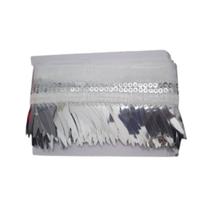 Franja com paetê 62mm prata metro