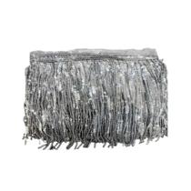 Franja de paetê 20cm cor prata metro