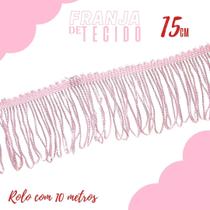 Franja De Tecido Rosa Claro - 15Mm Rolo Com 10 Metros - Nybc