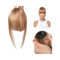 Franja Marrom Natural Com Efeito Desfiado De Cabelo Humano, Extensão De Franja Com Clip Para
