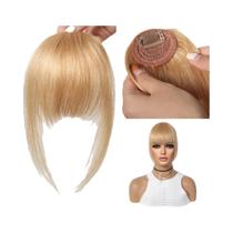 Franja Natural Castanha Com Clips, 100% Cabelo Humano, Franja Com Laterais Para Mulheres, 45