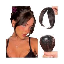 Franja Sintética Cacheada Natural Preta E Castanha Com Clipe Para Extensões De Cabelo