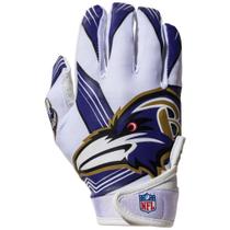 Franklin Sports Baltimore Ravens Youth NFL Football Receiver Luvas - Luvas Receptoras para Crianças - Logotipos da Equipe NFL e Palma de Silicone - Youth S/XS Pair