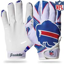 Franklin Sports Buffalo Bills Youth NFL Football Receiver Luvas - Luvas Receptoras para Crianças - Logotipos da Equipe NFL e Palma de Silicone - Par S/XS Juvenil