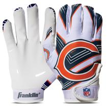 Franklin Sports Chicago Bears Youth NFL Football Receiver Luvas - Luvas Receptoras para Crianças - Logotipos da Equipe NFL e Palma de Silicone - Youth S/XS Pair