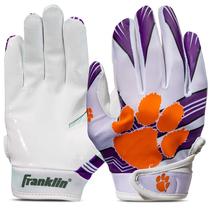 Franklin Sports Clemson Tigers Youth College Football Receiver Luvas - Luvas Receptoras para Crianças - NCAA Team Logos e Silicone Palm - Youth S/XS Pair