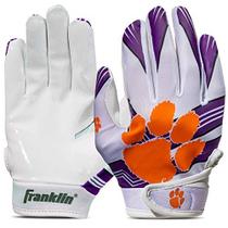 Franklin Sports Clemson Tigers Youth College Football Receiver Luvas - Luvas Receptoras para Crianças - NCAA Team Logos e Silicone Palm - Youth S/XS Pair